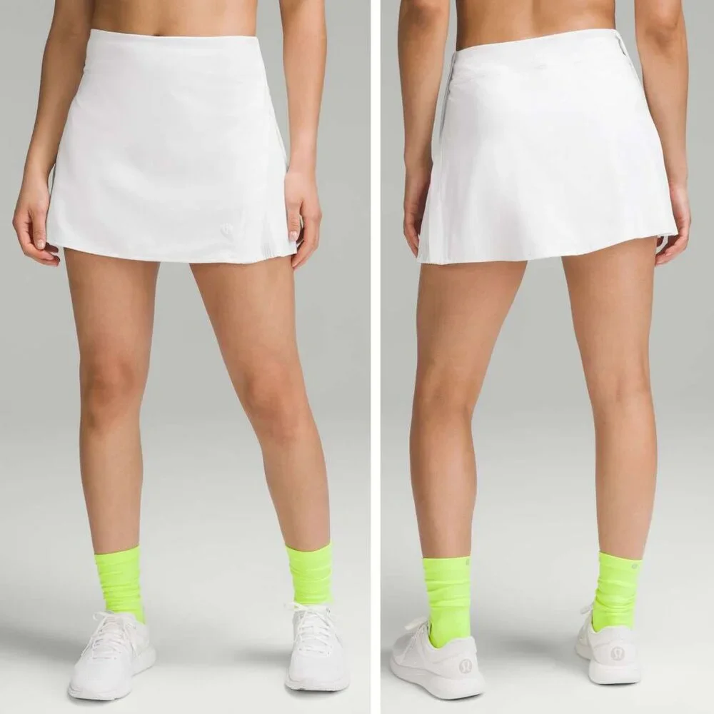 Lululemon White Peek Pleat High-Rise Tennis Short Skirt 20730
